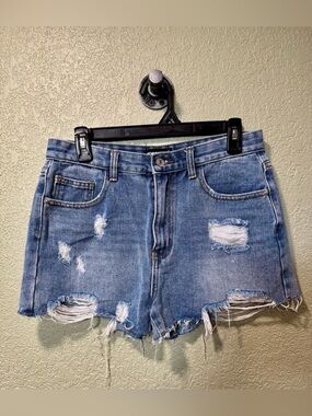Momokrom Blue Distressed Denim Shorts size 10
